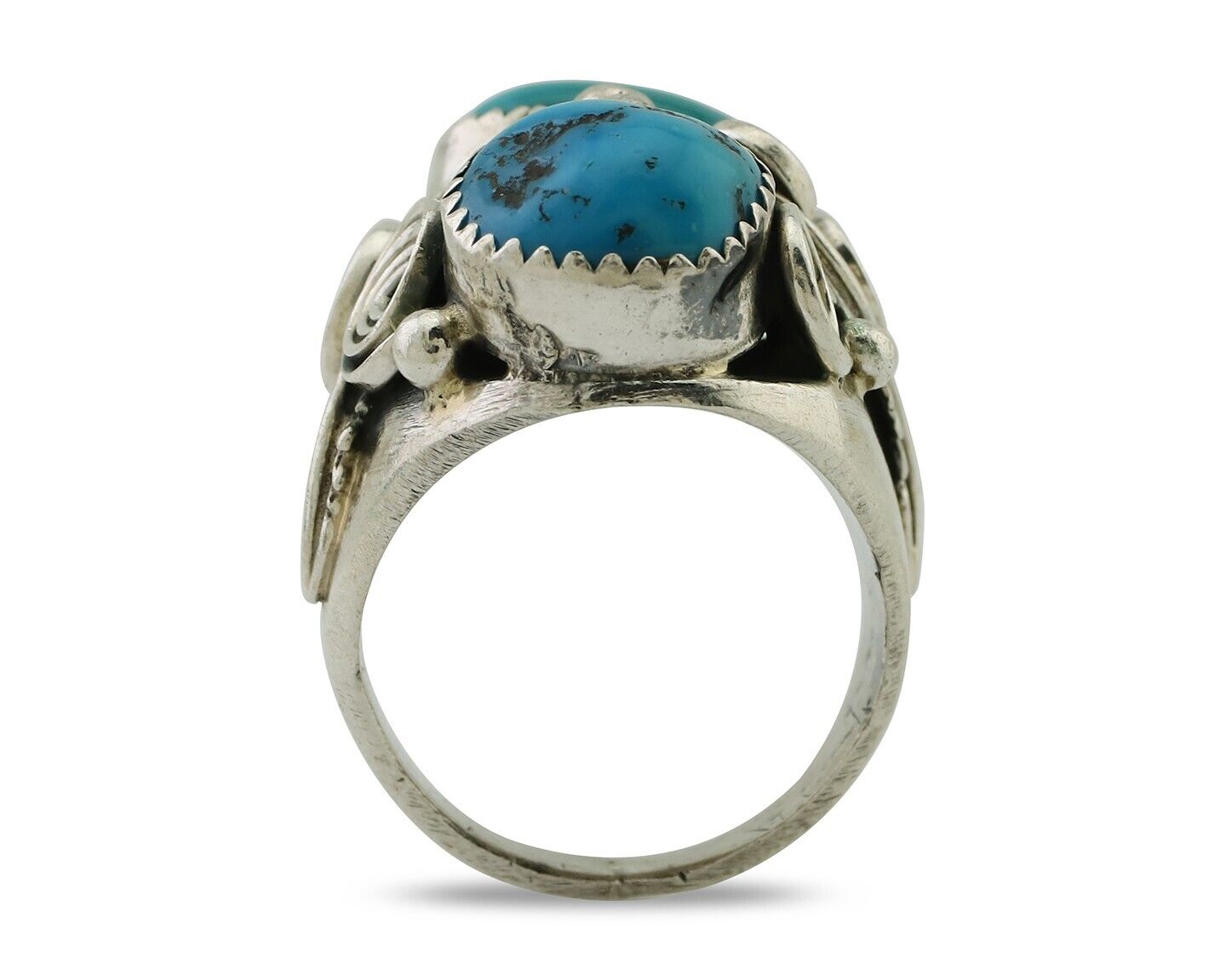 Navajo Ring 925 Silver Sleeping Beauty Turquoise Artist Signed BC C80s