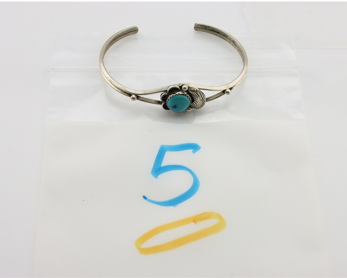 Navajo Handmade Bracelet 925 Silver Natural Blue Turquoise Native American C80s