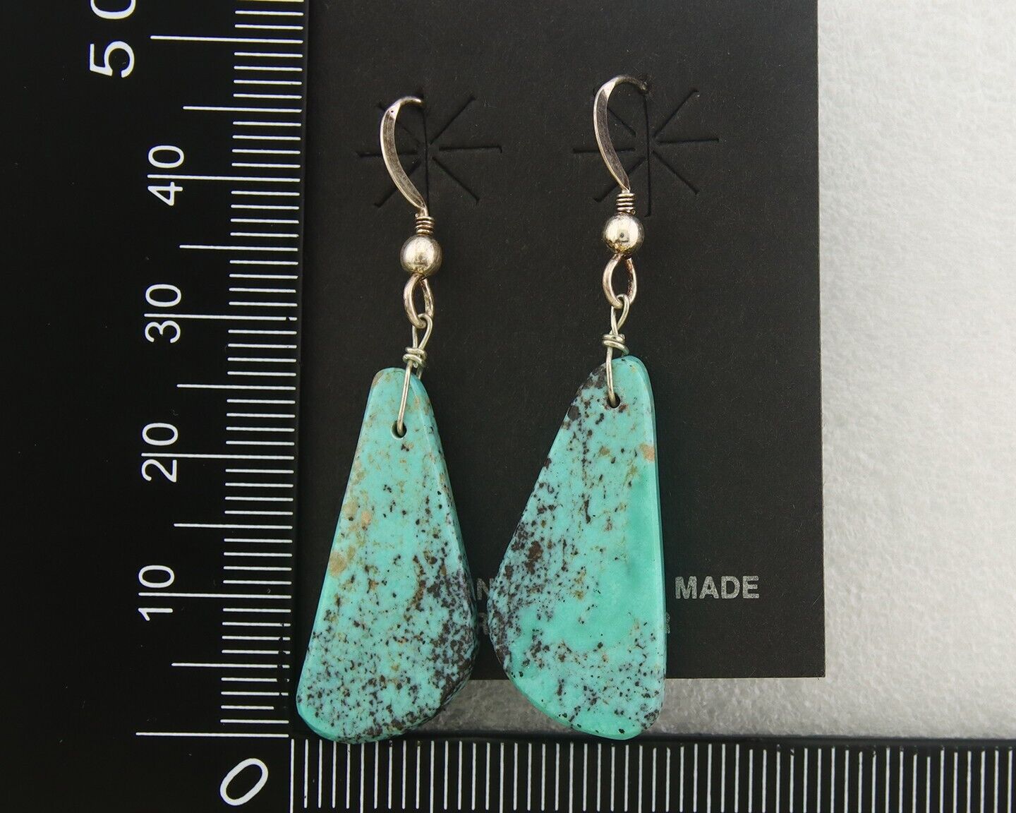 Santo Domingo Earrings 925 Silver Natural Turquoise Native American Artist C80s