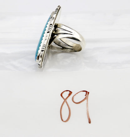 Large Navajo Museum Quality Handmade .925 Solid Silver Natural Turquoise Ring