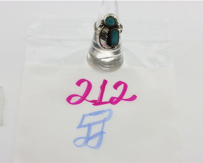 Navajo 2 Stone Ring 925 Silver Kingman Turquoise Native American Artist C.80's
