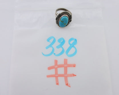 Navajo Ring 925 Silver Natural Blue Turquoise Artist Signed M BEGAY C.80's