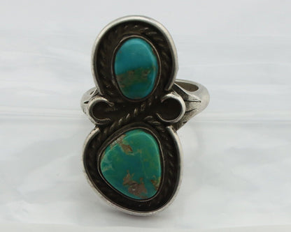 Navajo Ring 925 Silver Natural Blue Turquoise Native American Artist C.80's