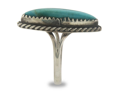 Navajo Ring 925 Sterling Natural Turquoise Native Artist C.80's Size 5.5