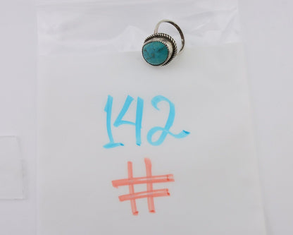 Navajo Ring 925 Silver Kingman Turquoise Native American Artist C.80's