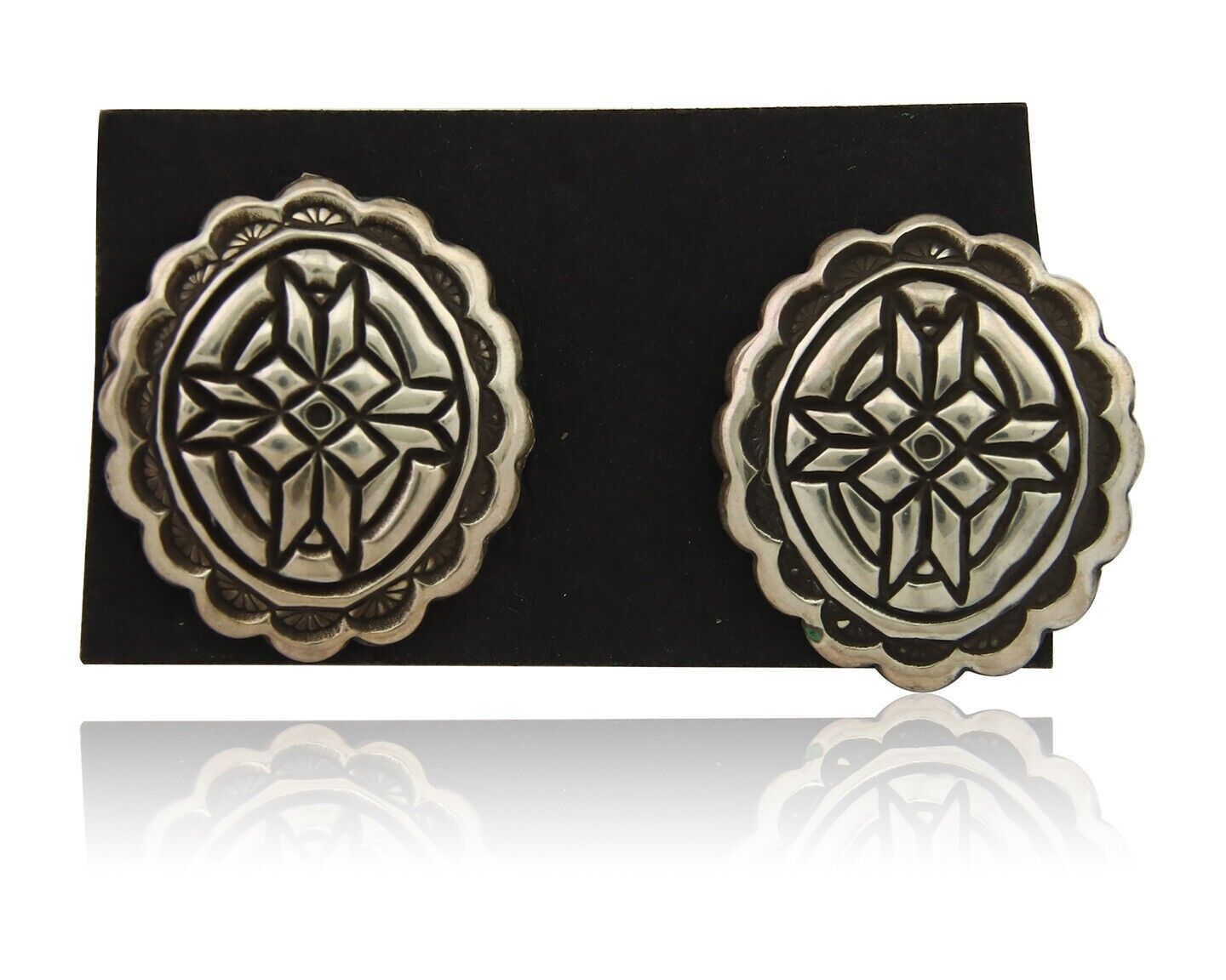 Navajo Earrings 925 Silver Handmade Concho Native American Artist C.80's