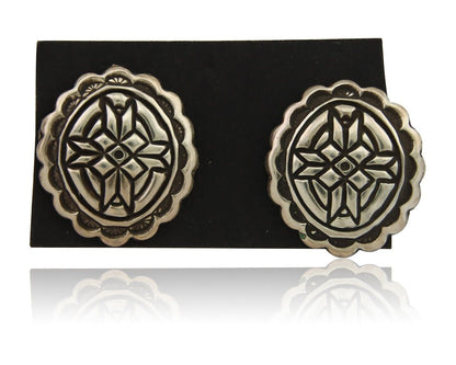 Navajo Earrings 925 Silver Handmade Concho Native American Artist C.80's