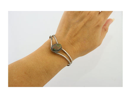 Navajo Bracelet 925 Silver Turquoise Cuff Artist Signed MC C.80's