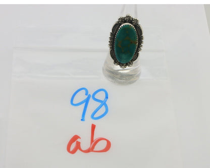 Navajo Ring 925 Silver Blue Gem Turquoise Native American Artist C.80's