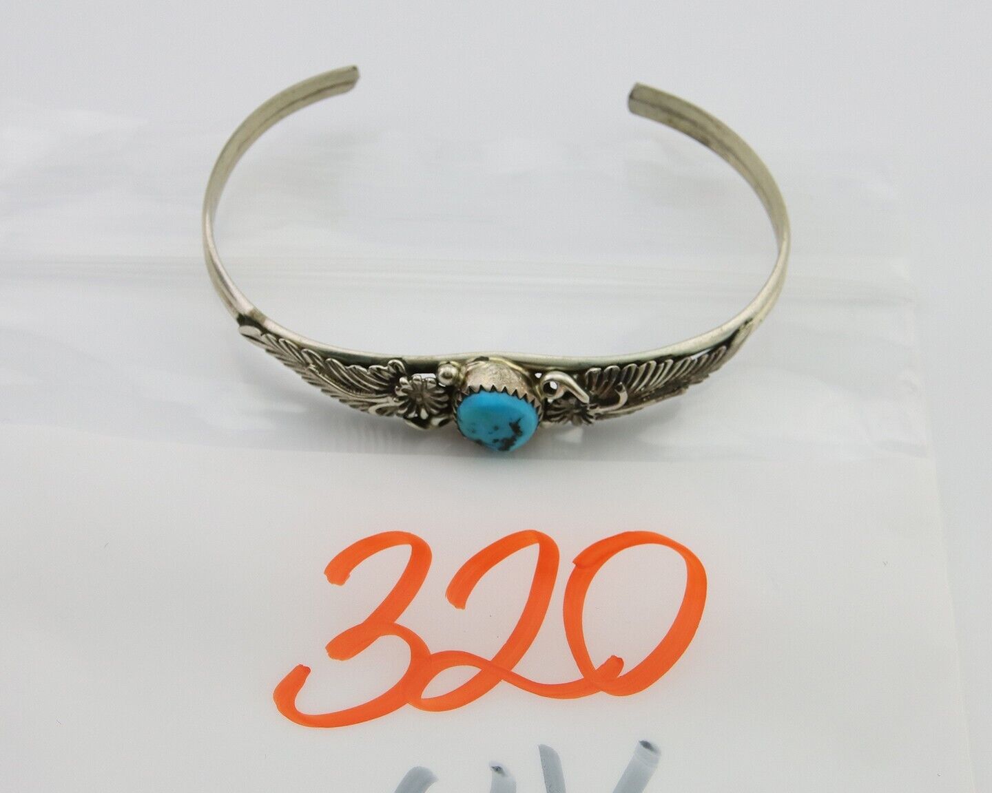 Navajo Bracelet 925 Silver Cuff Turquoise Handmade Native Artist C.80's