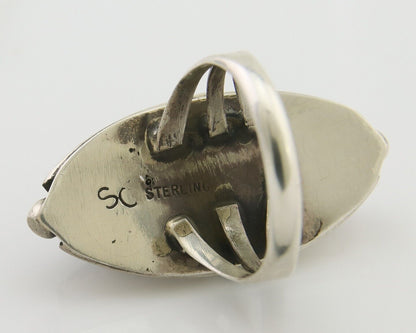 Navajo Handmade Ring 925 Silver Black Onyx Artist Signed SC C.80's
