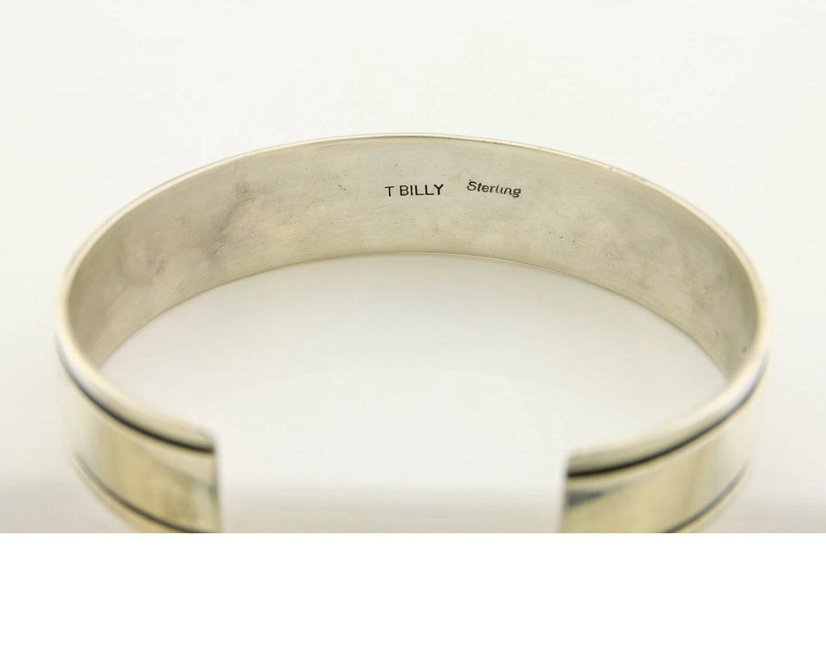 Navajo Bracelet 925 Silver Handmade Cuff Artist Signed Tom Billy C.80's