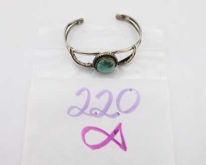 Navajo Bracelet 925 Silver Natural Blue Turquoise Artist Signed Rising Sun C80s