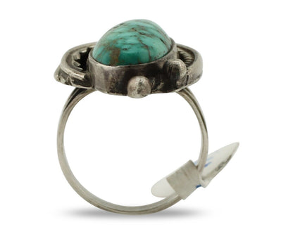 Navajo Ring 925 Silver Spiderweb Turquoise Native Artist Signed C.80's