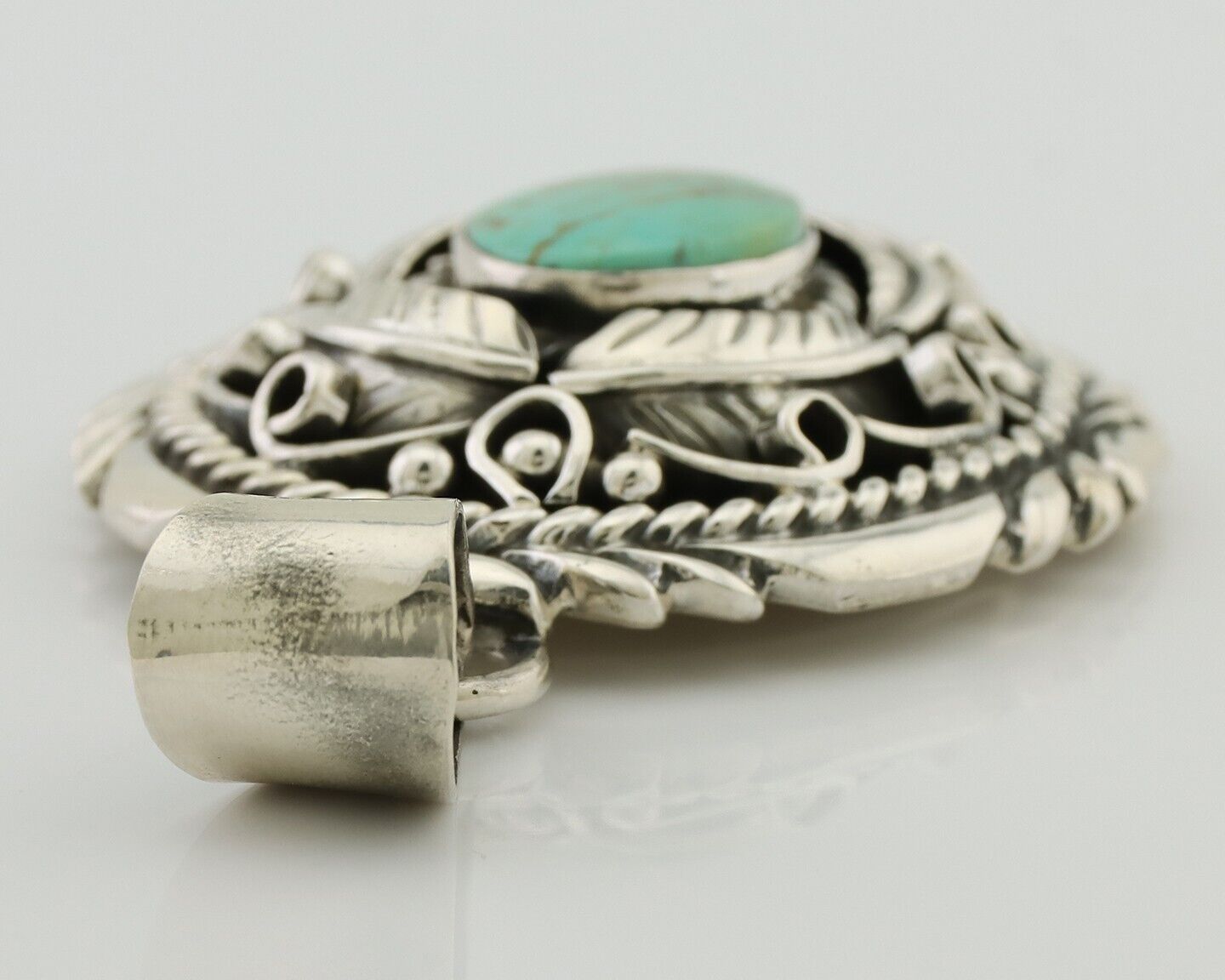 Navajo Pendant 925 Silver Kingman Turquoise Native American Artist C.80s