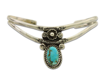 Navajo Cuff Bracelet 925 Silver Turquoise Cuff Native American Artist C.80's