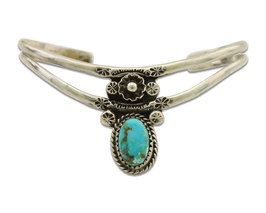 Navajo Cuff Bracelet 925 Silver Turquoise Cuff Native American Artist C.80's