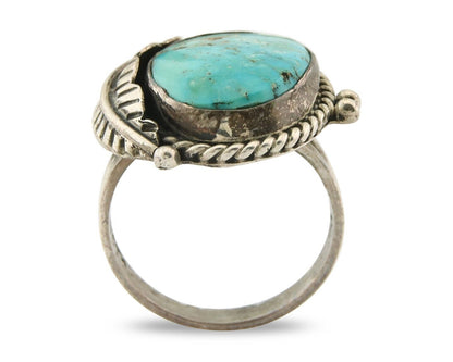 Mexican Handmade Ring 925 Sterling Natural Mined Turquoise C.80's Size 7.25+