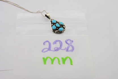 Navajo Necklace 925 Silver Natural Blue Turquoise Artist Signed MK C.80's