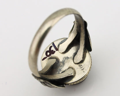 Navajo Handmade Ring 925 Silver Natural High Grade Fire Opal Native Artist C.80s