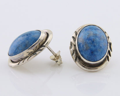 Navajo Paw Earrings 925 Silver Blue Denim Lapis Native American Artist C.80's