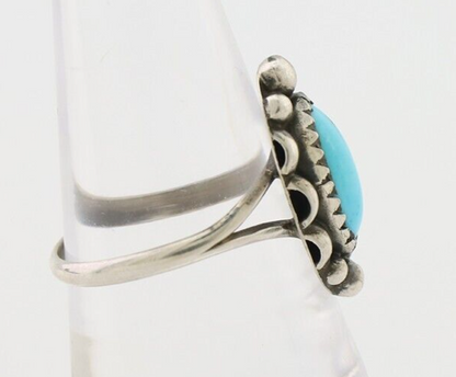 Navajo Ring 925 Silver Sleeping Beauty Turquoise Artist Signed SC C.80's