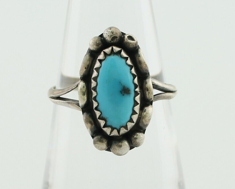 Navajo Handmade Ring 925 Silver Sleeping Beauty Artist Signed SC C.80's