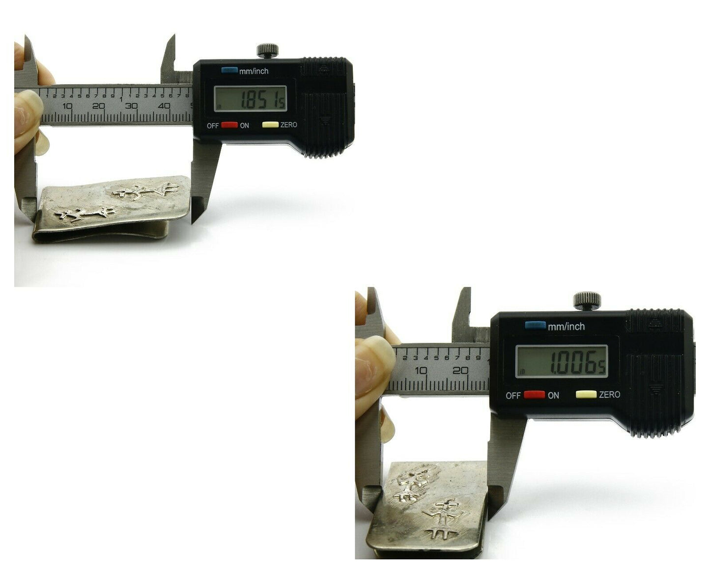 Navajo Money Clip .925 Silver & Nickle Hand Stamped Artist RB C.80's