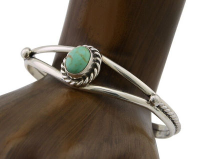 Navajo Bracelet 925 Silver Natural Turquoise Artist Signed Gecko C.80's