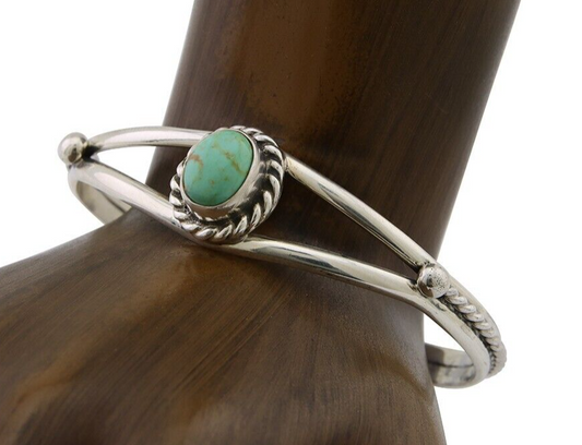 Navajo Bracelet 925 Silver Natural Turquoise Artist Signed Gecko C.80's