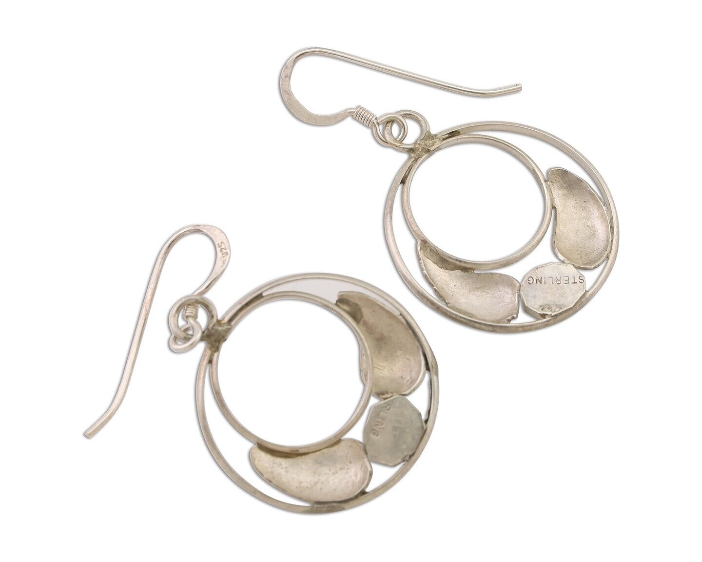 Navajo Handmade Dangle Earrings 925 Silver Blue Turquoise Native Artist C.80s