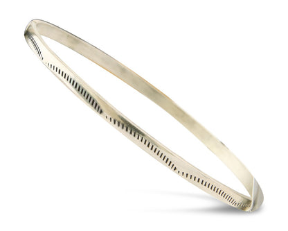 Navajo Bangle Bracelet 925 Silver Hand Stamped Twist Native American Artist C80s