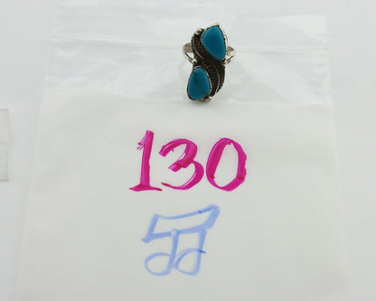 Navajo Ring 925 Silver Blue Turquoise Artist Signed K C.80's