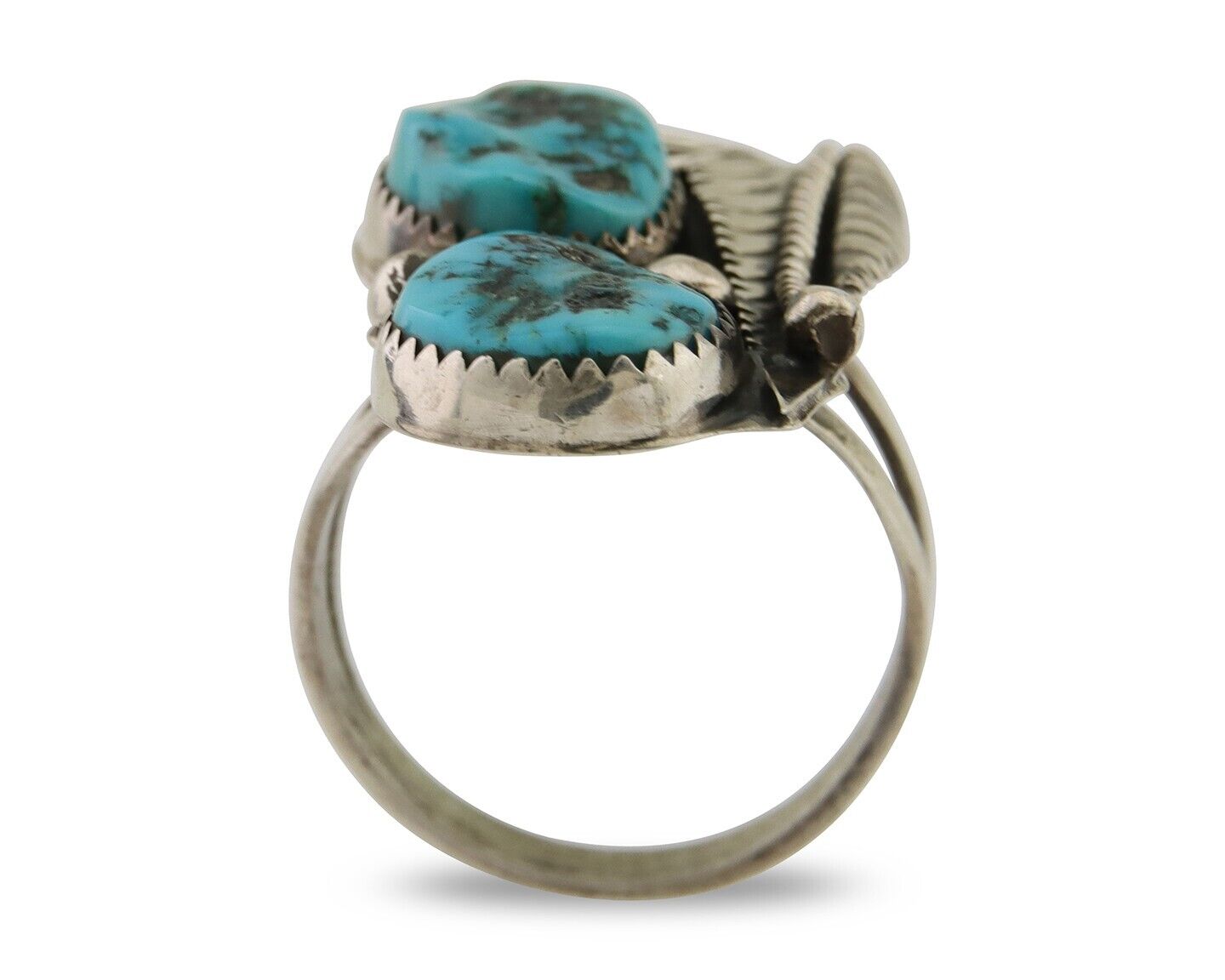 Navajo Ring 925 Silver Natural Blue Turquoise Native American Artist C.80's