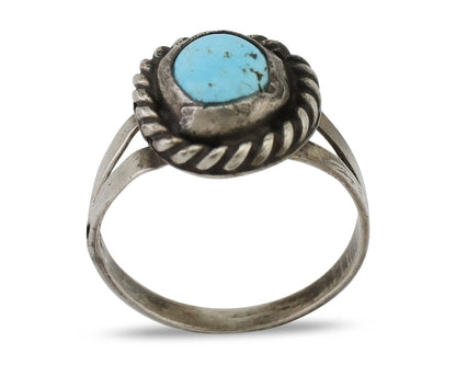 Navajo Ring 925 Silver Kingman Turquoise Native American Artist C.80's