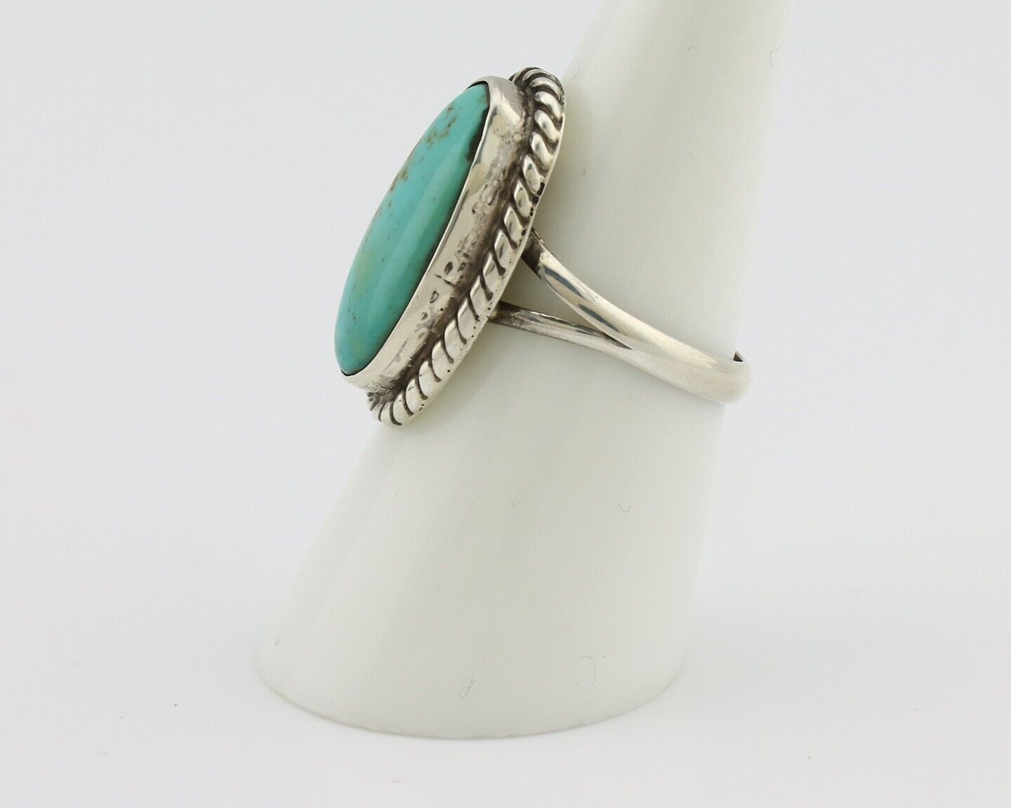 Navajo Ring 925 Silver Kingman Turquoise Artist Signed M Montoya C.80's