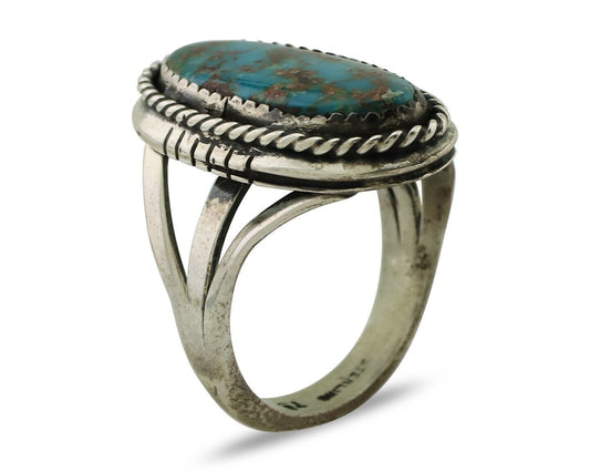 Navajo Handmade Ring 925 Silver Nevada Turquoise Artist Signed TS C.80's