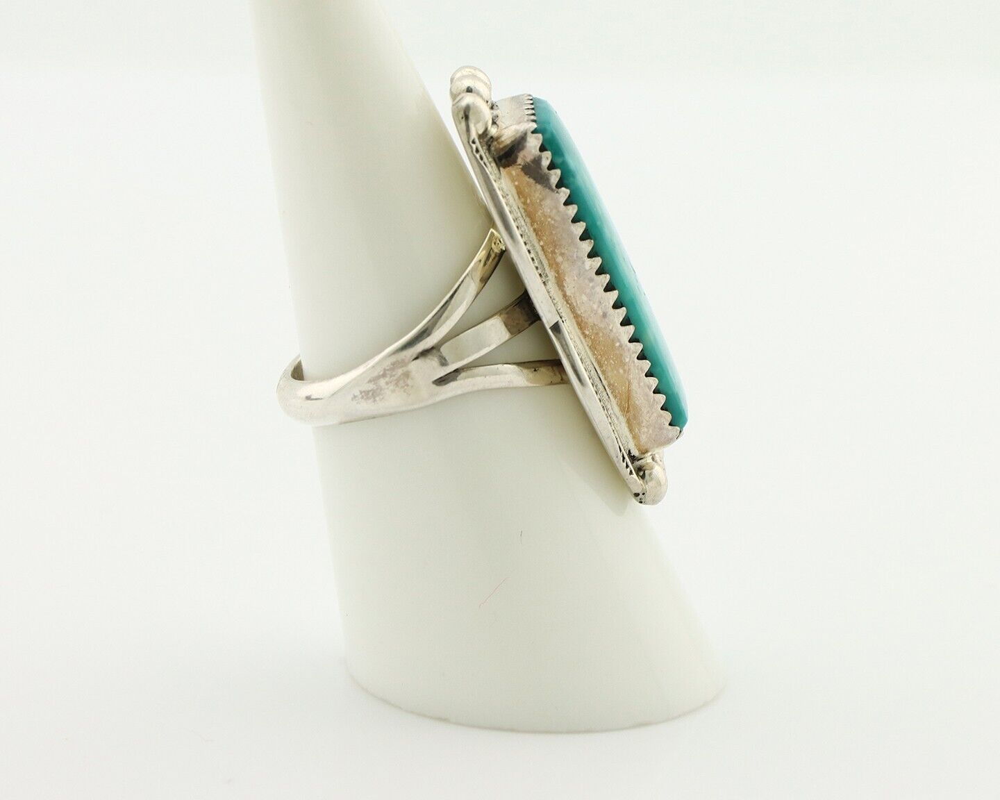 Navajo Ring 925 Silver Natural Blue Turquoise Artist Signed Begay C.80's
