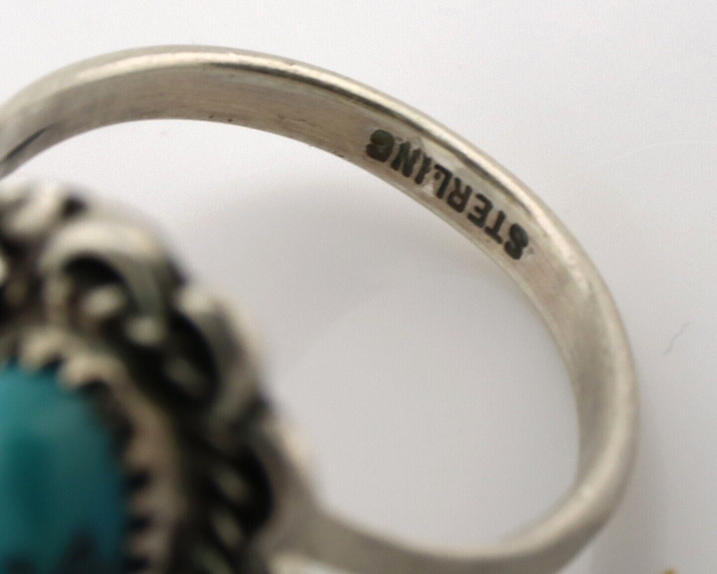 Navajo Ring .925 Silver Sleeping Beauty Turquoise Native American Artist C.80's