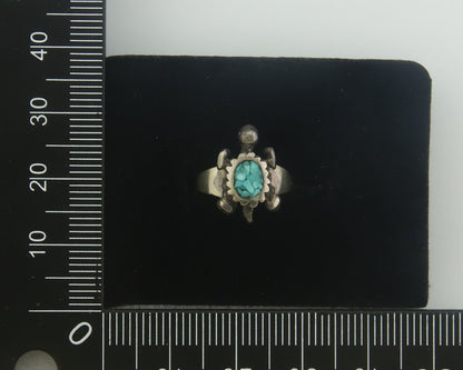 Navajo Toe Ring 925 Silver Inlaid Turtle Turquoise C.80's Size 1.75