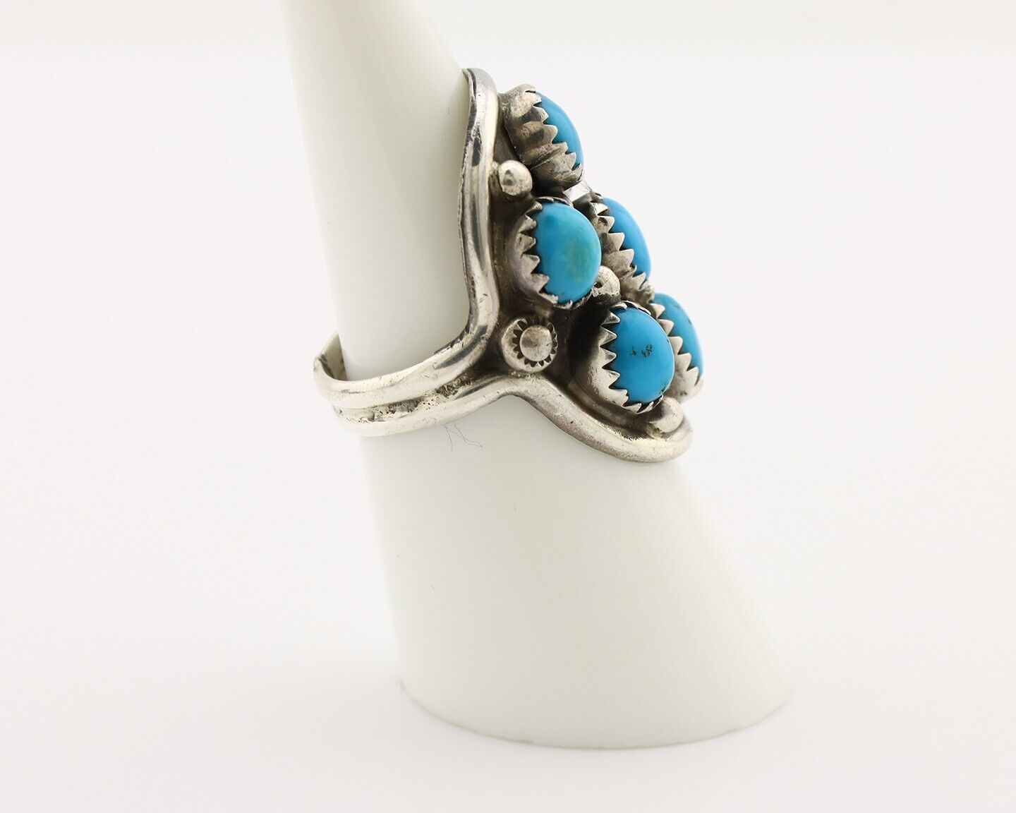 Navajo Ring 925 Silver Natural Blue Turquoise Signed Phillip Zachary Artist C80s