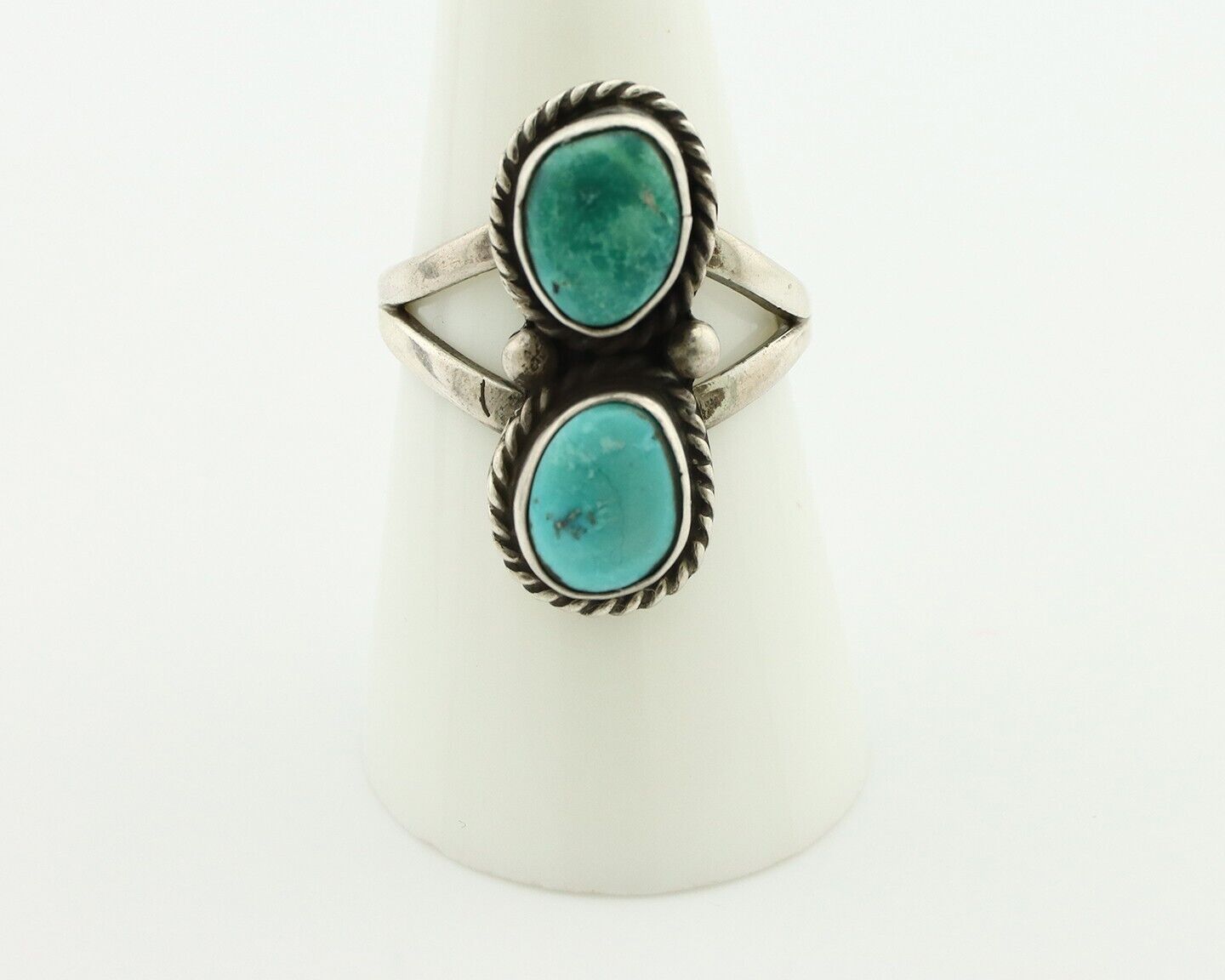 Navajo Ring 925 Silver Natural Blue Turquoise Native Artist Signed AG C.80's