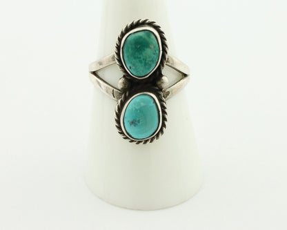 Navajo Ring 925 Silver Natural Blue Turquoise Native Artist Signed AG C.80's