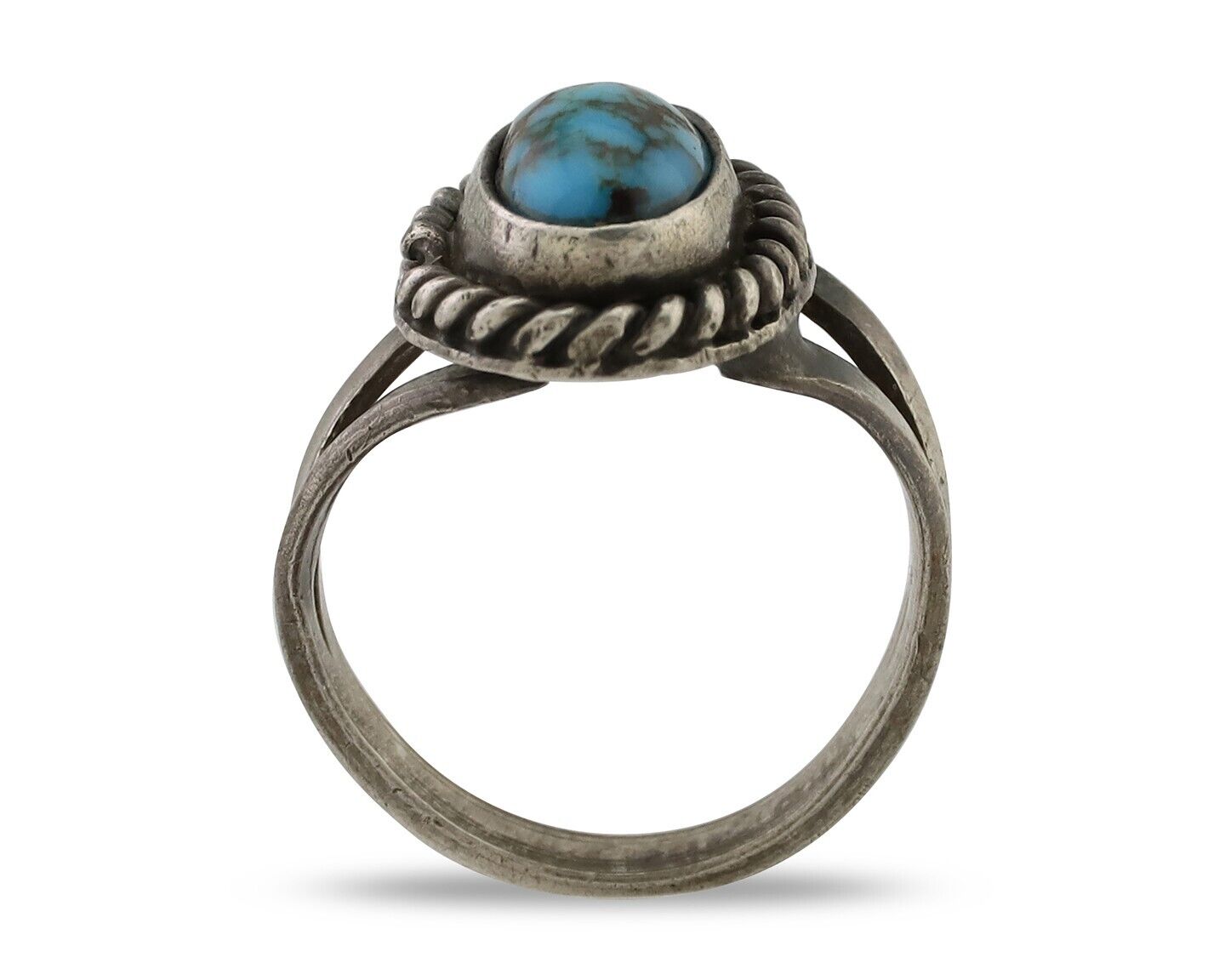 Navajo Ring 925 Silver Kingman Turquoise Native American Artist C.80's