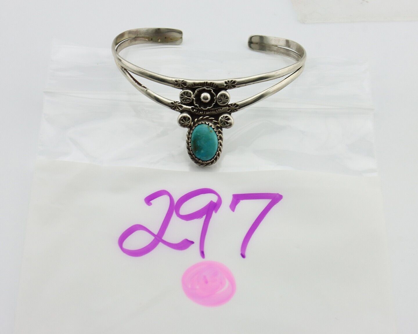 Navajo Bracelet 925 Silver Kingman Turquoise Artist Native American C.80's