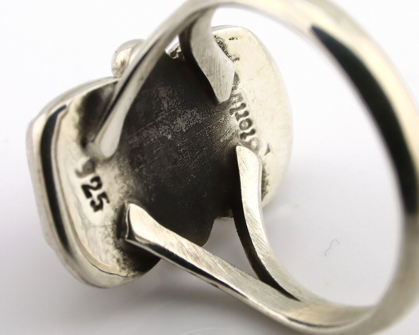 Navajo Ring 925 Silver SB Turquoise & Red Coral Native American Artist C.80s