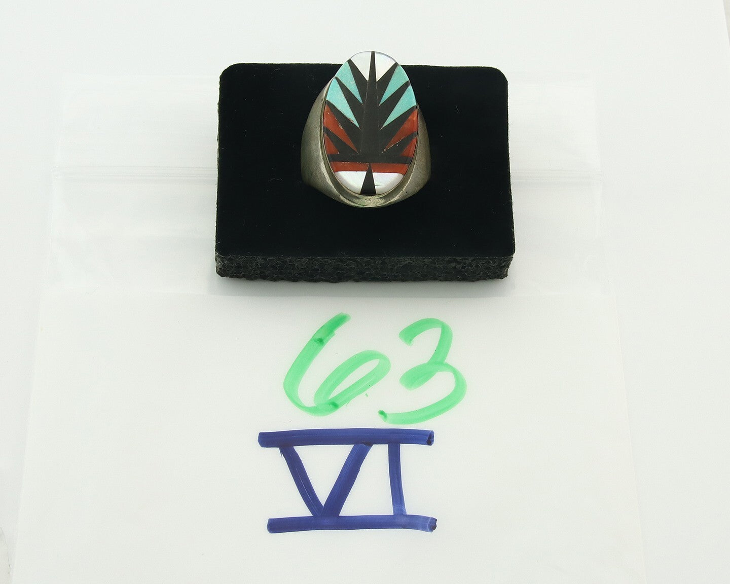 Vintage Zuni Ring 925 Sterling Authentic Natural Gemstone Handmade Size 11.5