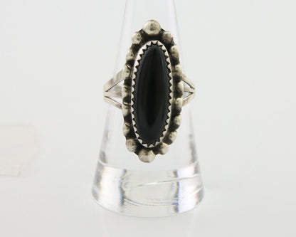 Navajo Handmade Ring 925 Silver Black Onyx Artist Signed SC C.80's