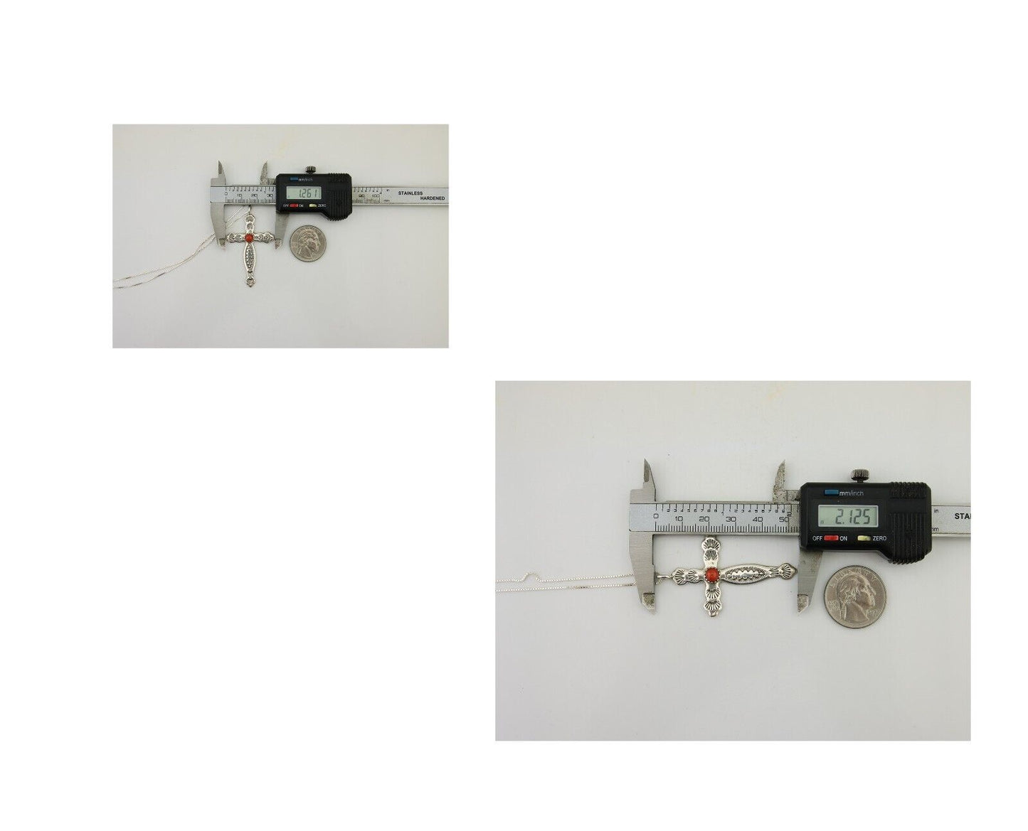 Navajo Cross Necklace 925 Silver Mediterranean Coral Native American Artist C80s