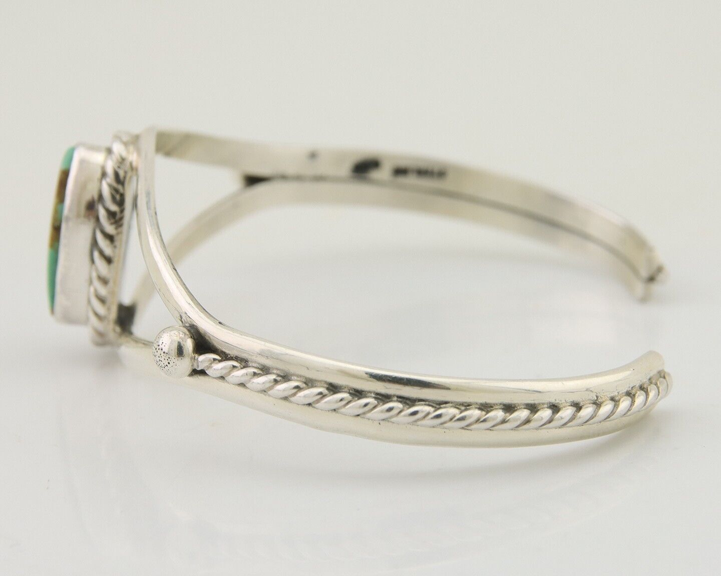 Navajo Bracelet 925 Silver Blue Turquoise Artist Signed Gecko C.80's